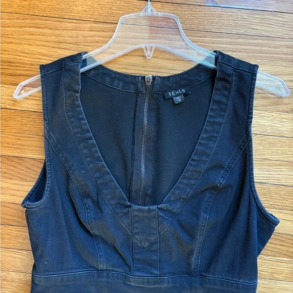 VENUS stretch denim Black Wide-Leg Jumpsuit - Picture 12 of 12